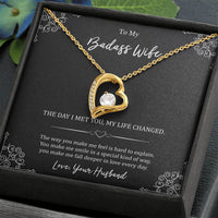 Load image into Gallery viewer, To My Badass Wife, The Day I Met You My Life Changed, Forever Love Heart Necklace For Women, Anniversary Birthday Gifts From Husband
