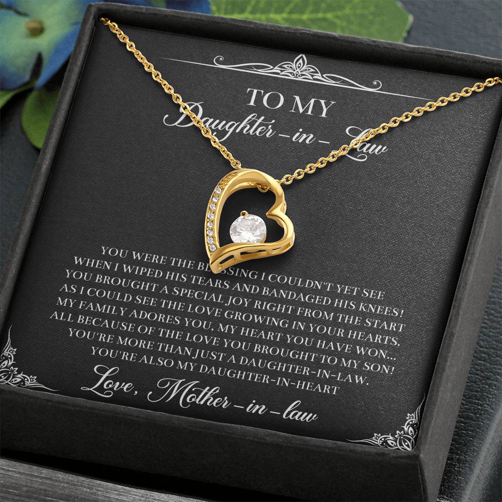 To My Daughter-in-law Gifts, Circle of Strength and Love, Forever Love Heart Necklace For Women, Birthday Present Idea From Mother-in-law