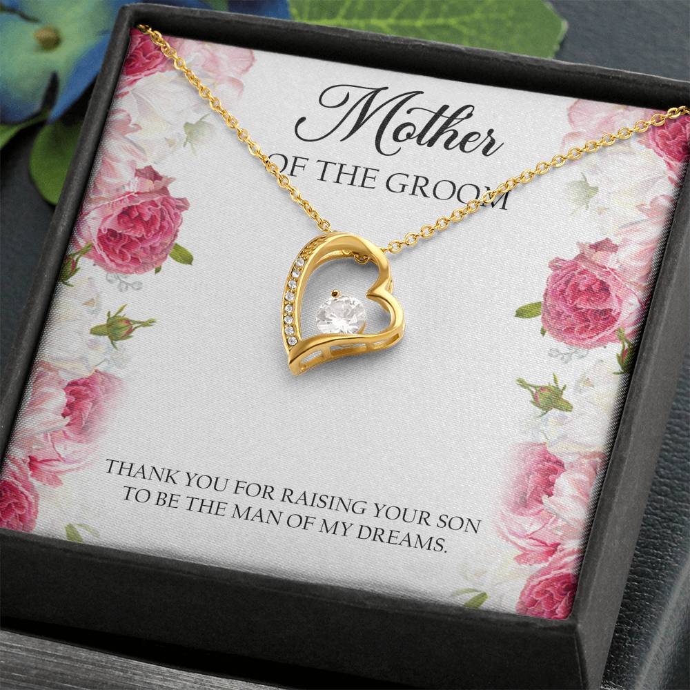 Mom of the Groom Gifts, Thank You For Raising Your Son, Forever Love Heart Necklace For Women, Wedding Day Thank You Ideas From Bride