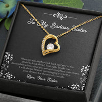 Load image into Gallery viewer, To My Badass Sister Gifts, I Will Always Be Here , Forever Love Heart Necklace For Women, Birthday Present Idea From Sister
