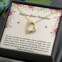 Load image into Gallery viewer, Graduation Gifts, Follow Your Compass, Forever Love Heart Necklace For Women, College Preschool High School Graduation Present
