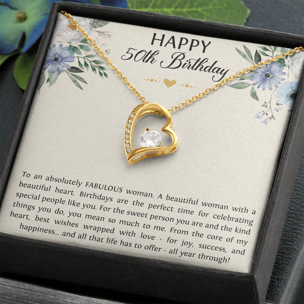 Fabulous Woman Heart Necklace - Forever Love Design | 50th Birthday Gift