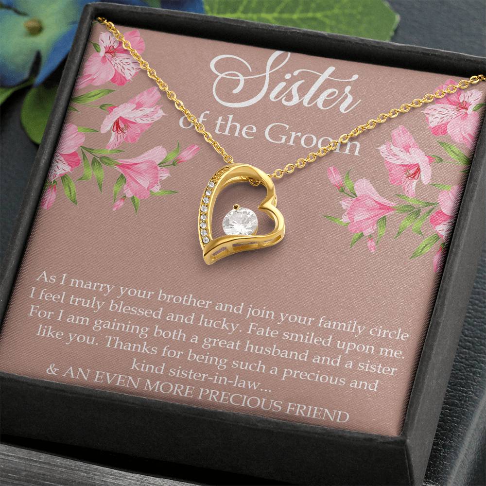 Sister of the Groom Gifts, As I Marry Your Brother, Forever Love Heart Necklace For Women, Wedding Day Thank You Ideas From Bride
