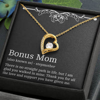 Load image into Gallery viewer, To My Bonus Mom Gifts, Thank You For All The Love, Forever Love Heart Necklace For Women, Birthday Mothers Day Present From Bonus Daughter
