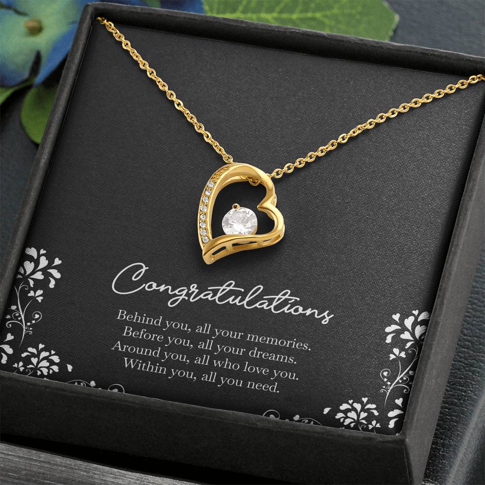 Retirement Gifts, Behind You, Happy Retirement Forever Love Heart Necklace For Women, Retirement Party Favor From Friends Coworkers