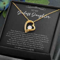 Load image into Gallery viewer, To My Badass Daughter Gifts, Never Forget How Much I Love You, Forever Love Heart Necklace For Women, Birthday Present Idea From Mom
