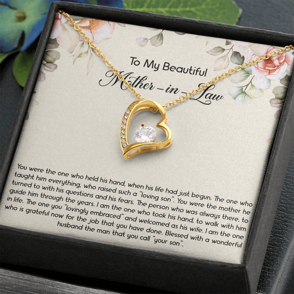 To My Mother-in-Law Gifts, The One Who Held His Hand, Forever Love Heart Necklace For Women, Birthday Mothers Day Present From Daughter-in-law