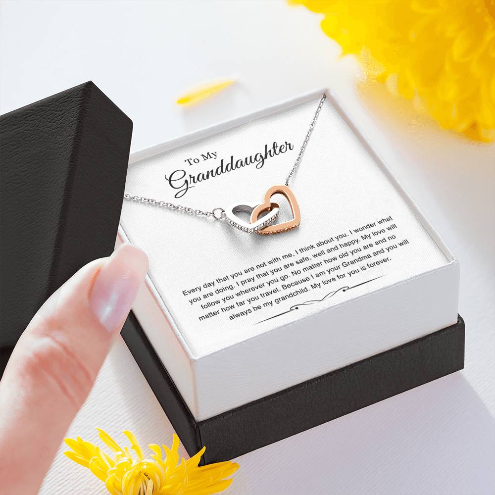 To My Granddaughter Gifts, Every Day That You Are Not With Me, Interlocking Heart Necklace For Women, Birthday Present Idea From Grandma Grandpa