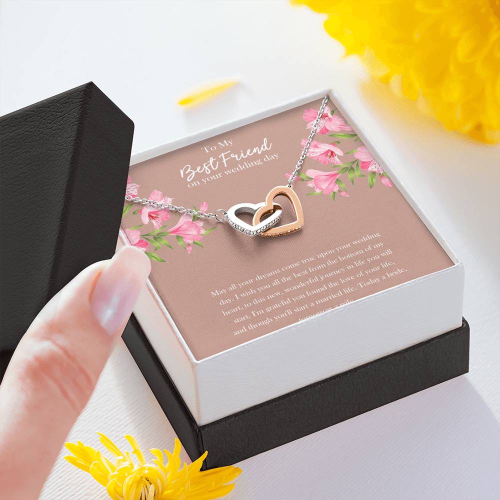Bride Gifts, May All Your Dreams Come True, Interlocking Heart Necklace For Women, Wedding Day Thank You Ideas From Best Friend