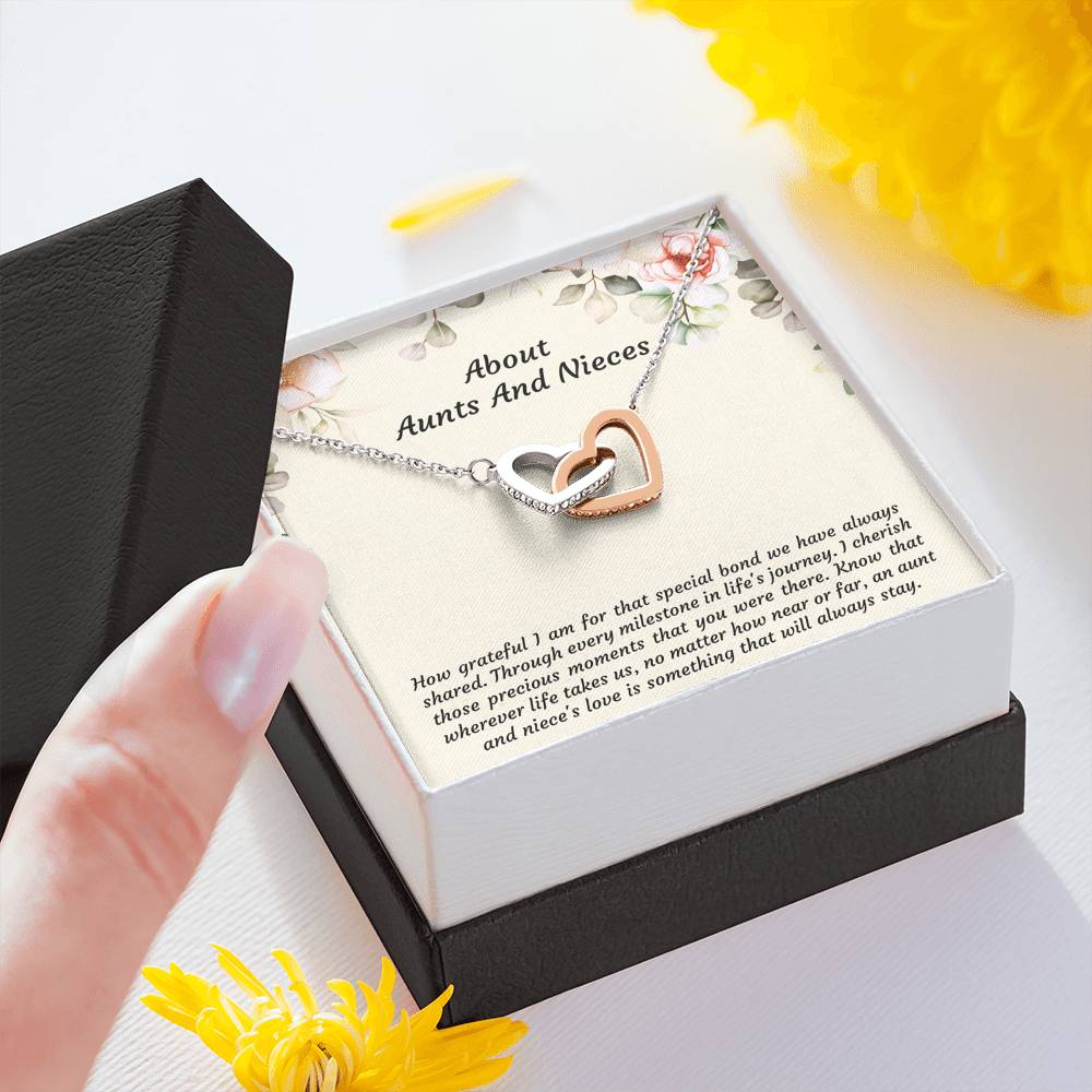 To My Niece Gifts, How Grateful I Am For That Special Bond, Interlocking Heart Necklace For Women, Niece Birthday Present From Aunt