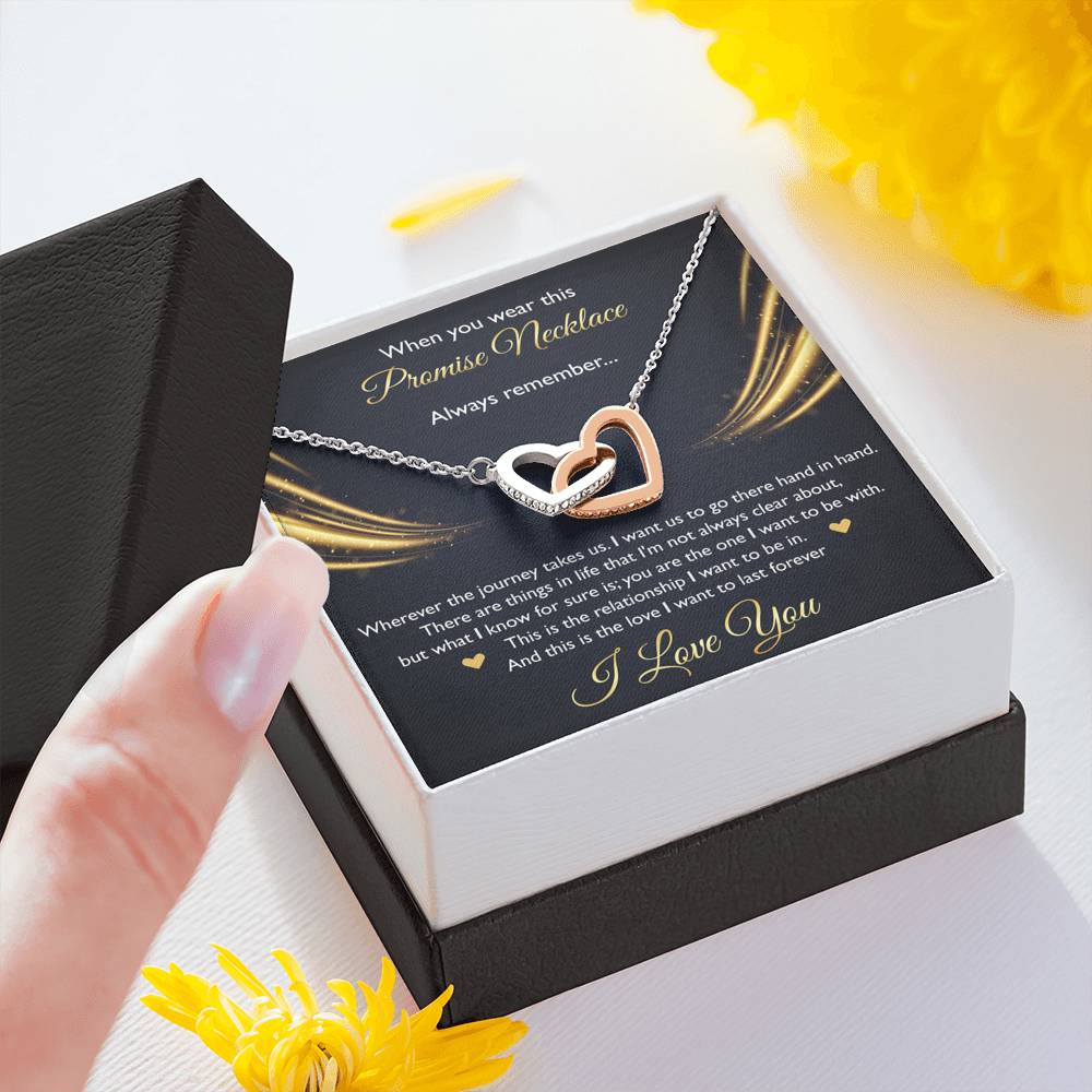 To My Girlfriend, When You Wear This Promise Necklace, Interlocking Heart Necklace For Women, Anniversary Birthday Gifts From Boyfriend