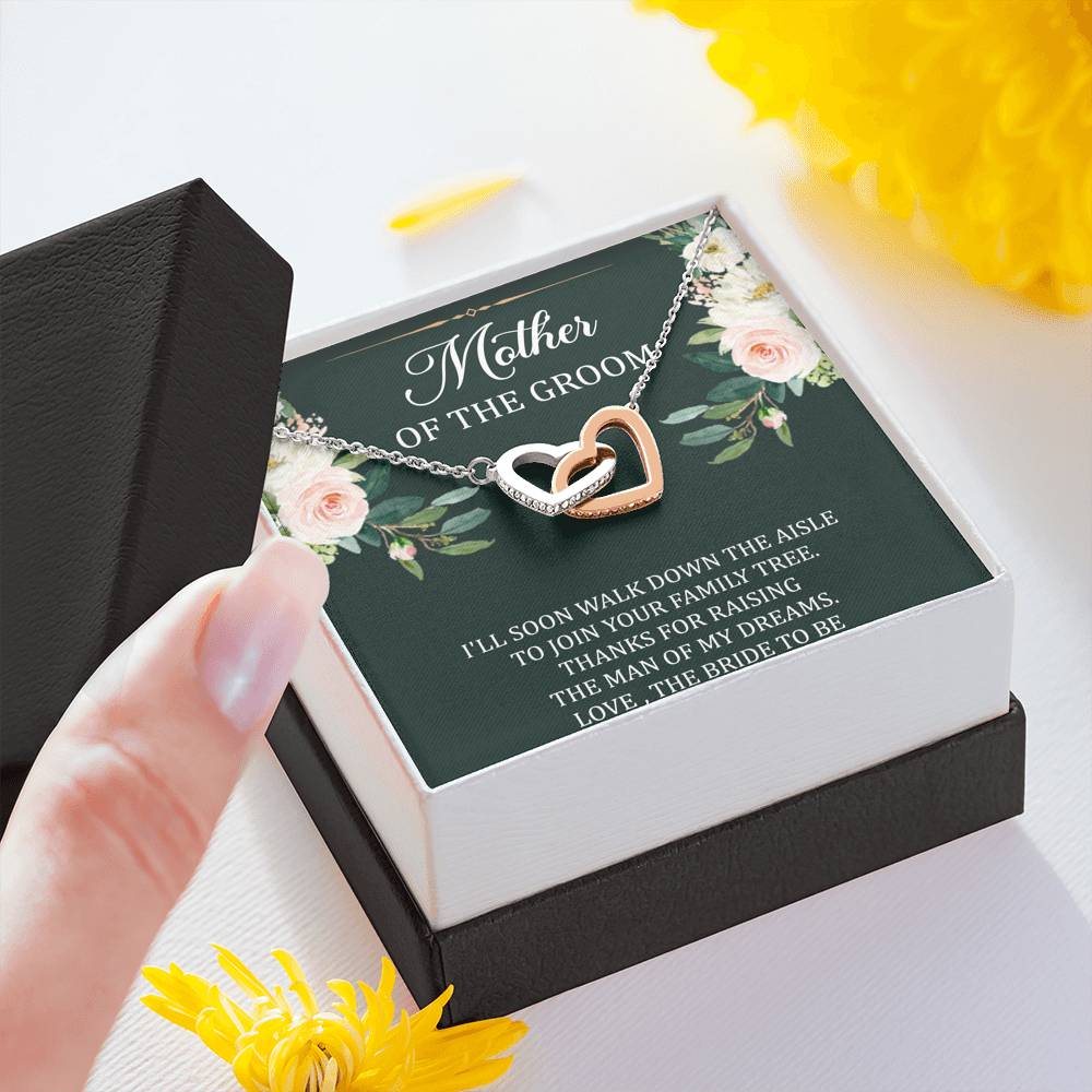 Mom Of The Groom Gifts, Walk Down The Aisle, Interlocking Heart Necklace For Women, Wedding Day Thank You Ideas From Bride