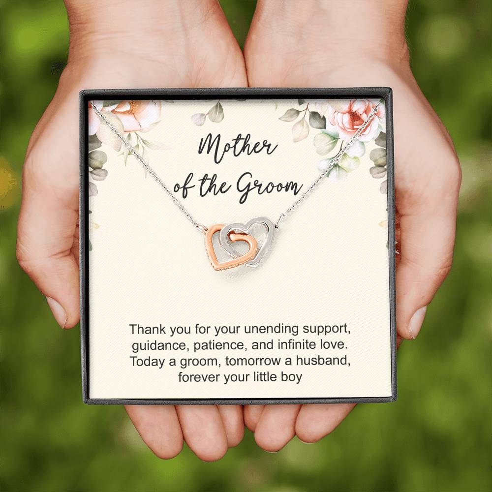 Mom Of The Groom Gifts, Thank You For Your Unending Support, Interlocking Heart Necklace For Women, Wedding Day Thank You Ideas From Groom