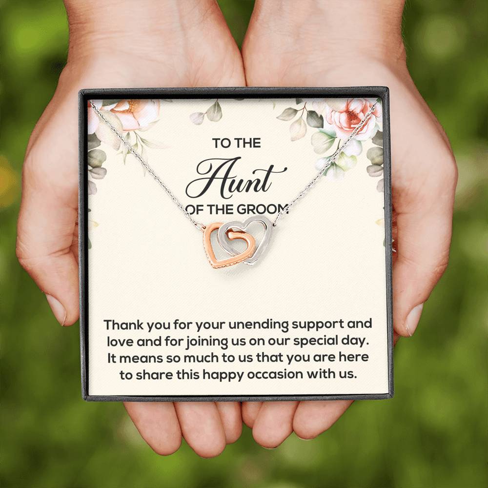 Aunt of the Groom Gifts, Thank You for Your Support, Interlocking Heart Necklace For Women, Wedding Day Thank You Ideas From Groom