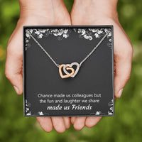 Load image into Gallery viewer, Retirement Gifts, Chance Made Us Colleagues, Happy Retirement Interlocking Heart Necklace For Women, Retirement Party Favor From Coworkers
