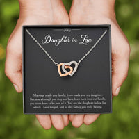 Load image into Gallery viewer, To My Daughter-in-law Gifts, Marriage Made You Family, Interlocking Heart Necklace For Women, Birthday Present Idea From Mother-in-law
