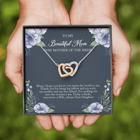 Load image into Gallery viewer, To My Mom of the Bride Gifts, You Mean The World To Me, Interlocking Heart Necklace For Women, Wedding Day Thank You Ideas From Bride
