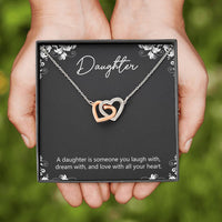 Load image into Gallery viewer, To My Daughter Gifts, A Daughter Is Someone You Laugh With, Interlocking Heart Necklace For Women, Birthday Present Idea From Mom
