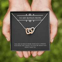 Load image into Gallery viewer, To My Bonus Mom Gifts, More Than Just A Parent, Interlocking Heart Necklace For Women, Birthday Mothers Day Present From Bonus Daughter
