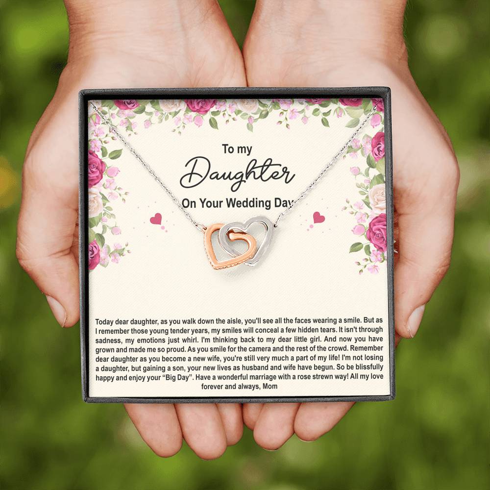 To My Bride Gifts, Enjoy Your Big Day, Interlocking Heart Necklace For Women, Wedding Day Thank You Ideas From Mom