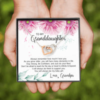 Load image into Gallery viewer, To My Granddaughter Gifts, Stay Strong Be Confident and just do Your Best, Interlocking Heart Necklace For Women, Present From Grandfather
