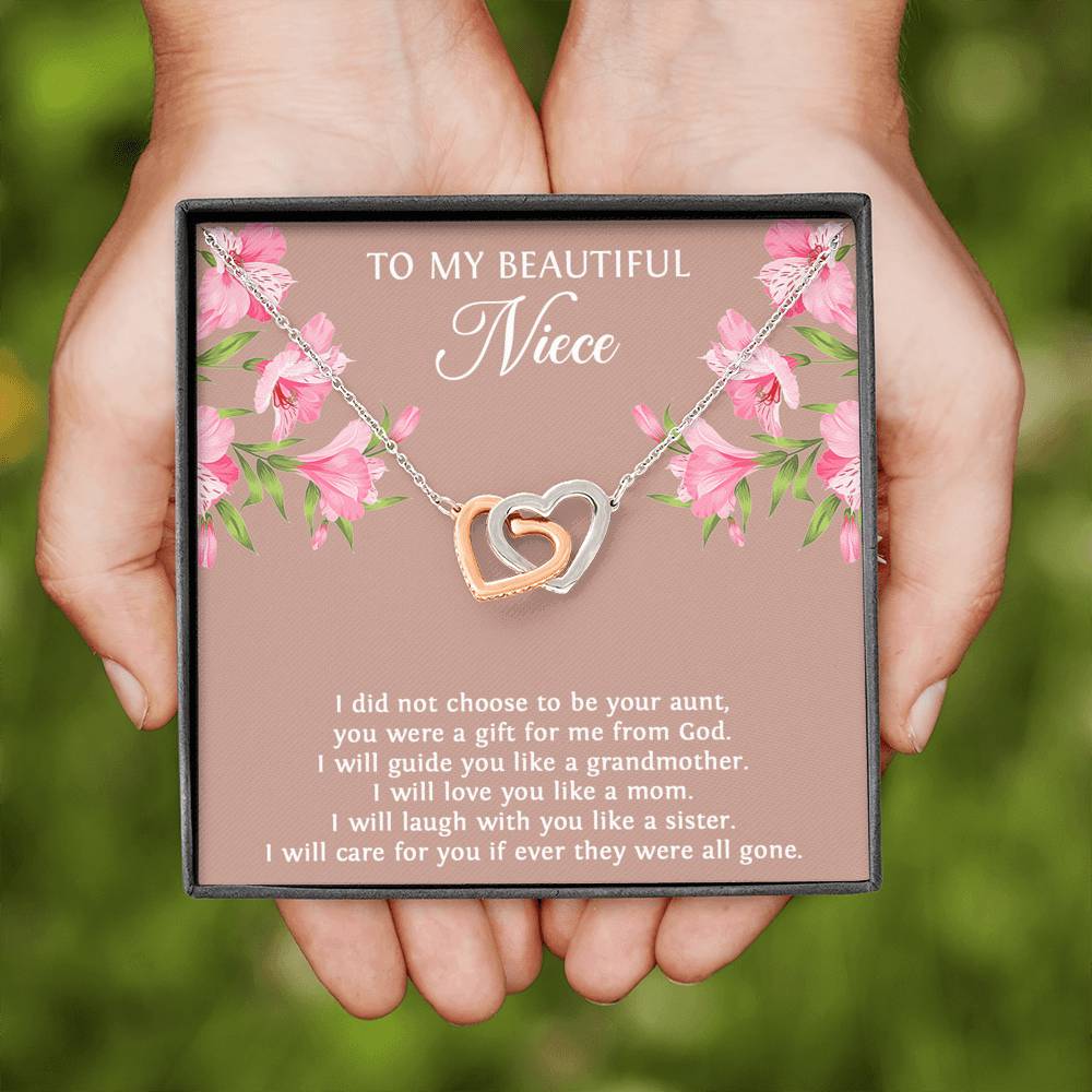 To My Niece  Gifts, You Were A Gift For Me From God, Interlocking Heart Necklace For Women, Birthday Present Idea From Aunt