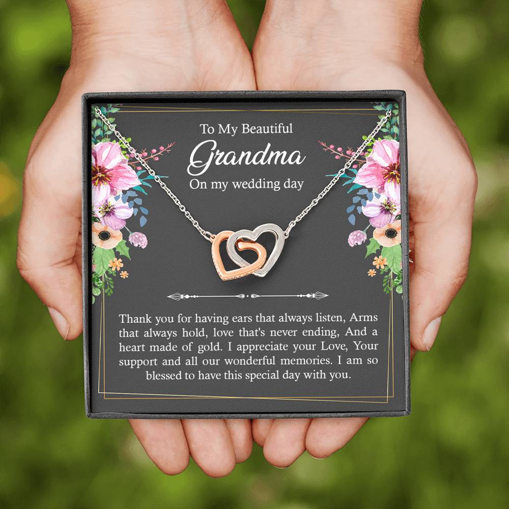 Grandmother of the Bride Gifts, I Am So Blessed, Interlocking Heart Necklace For Women, Wedding Day Thank You Ideas From Bride
