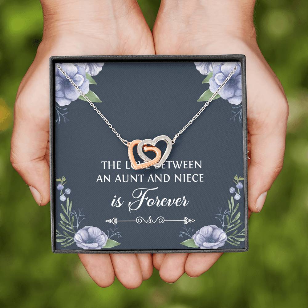 To My Niece  Gifts, The Love Between an Aunt and Niece, Interlocking Heart Necklace For Women, Birthday Present Idea From Aunt