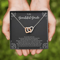 Load image into Gallery viewer, To My Bride Gifts, You Are The One For  Me, Interlocking Heart Necklace For Women, Wedding Day Thank You Ideas From Groom
