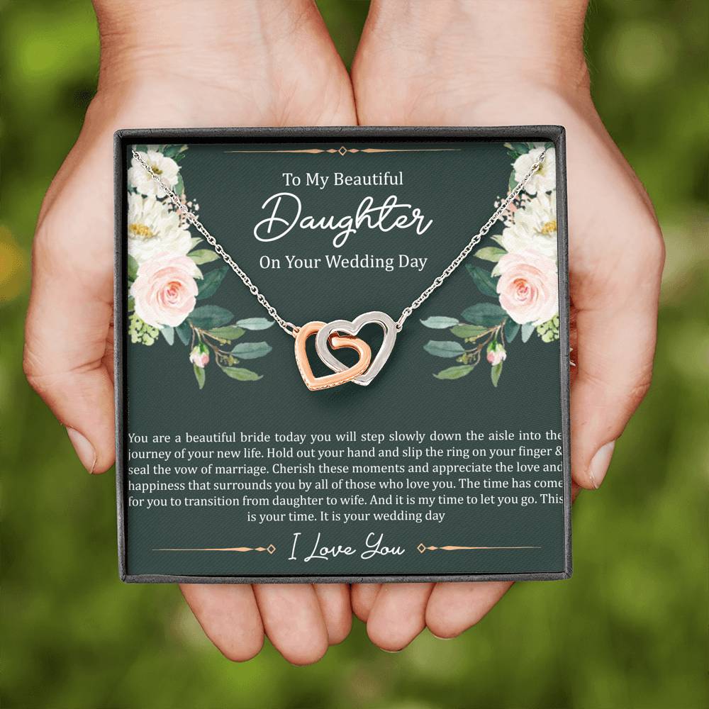 To My Bride Gifts, This Is Your Time, Interlocking Heart Necklace For Women, Wedding Day Thank You Ideas From Mom