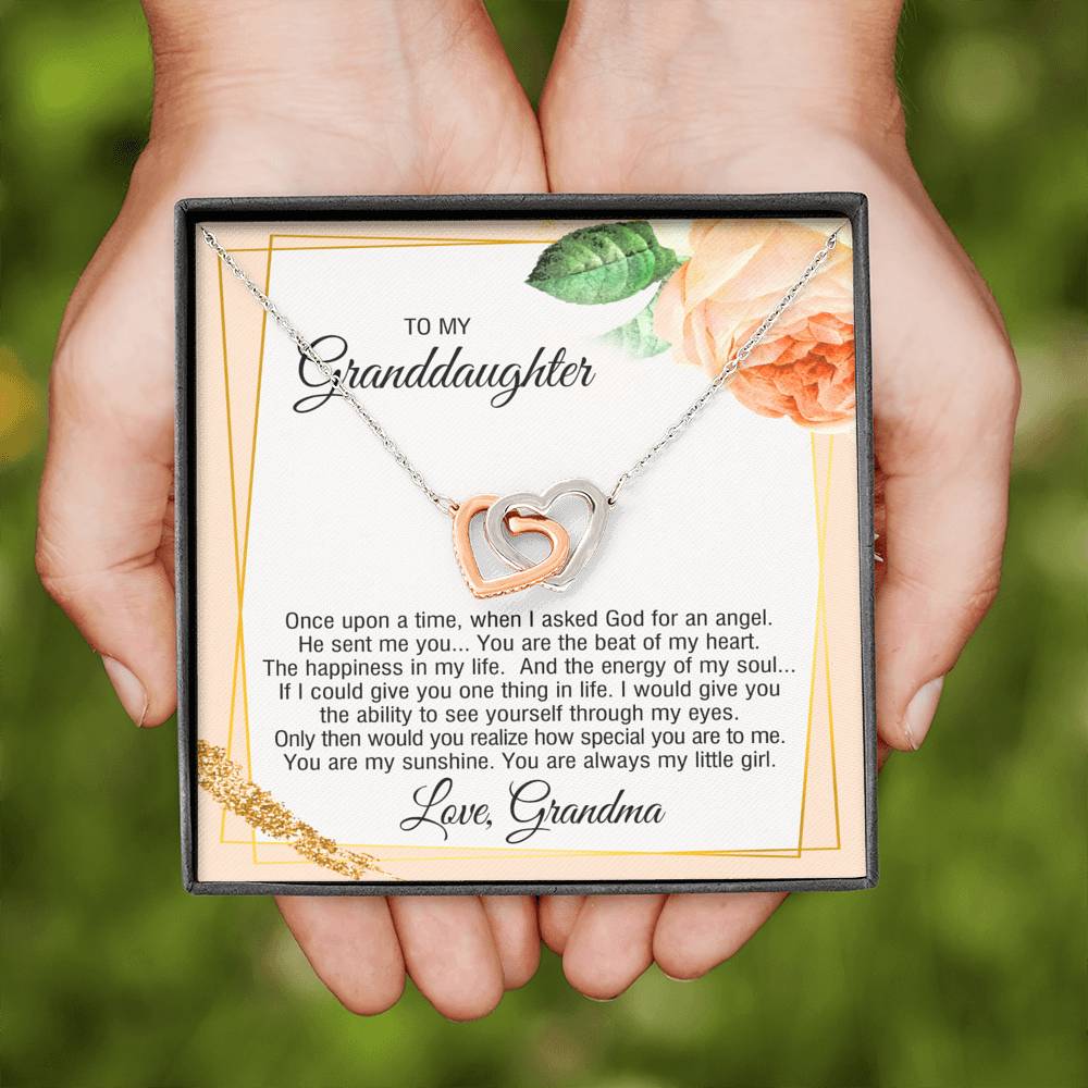 To My Granddaughter Gifts, You are always my little girl, Interlocking Heart Necklace For Women, Present From Grandmother