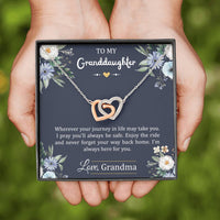 Load image into Gallery viewer, To My Granddaughter Gifts, I&#39;m Always Here For You, Interlocking Heart Necklace For Women, Birthday Present Idea From Grandma
