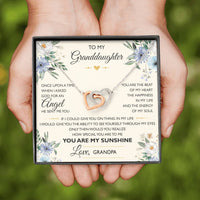 Load image into Gallery viewer, To My Granddaughter Gifts, I asked god for an angel he sent me you, Interlocking Heart Necklace For Women, Present From Grandpa
