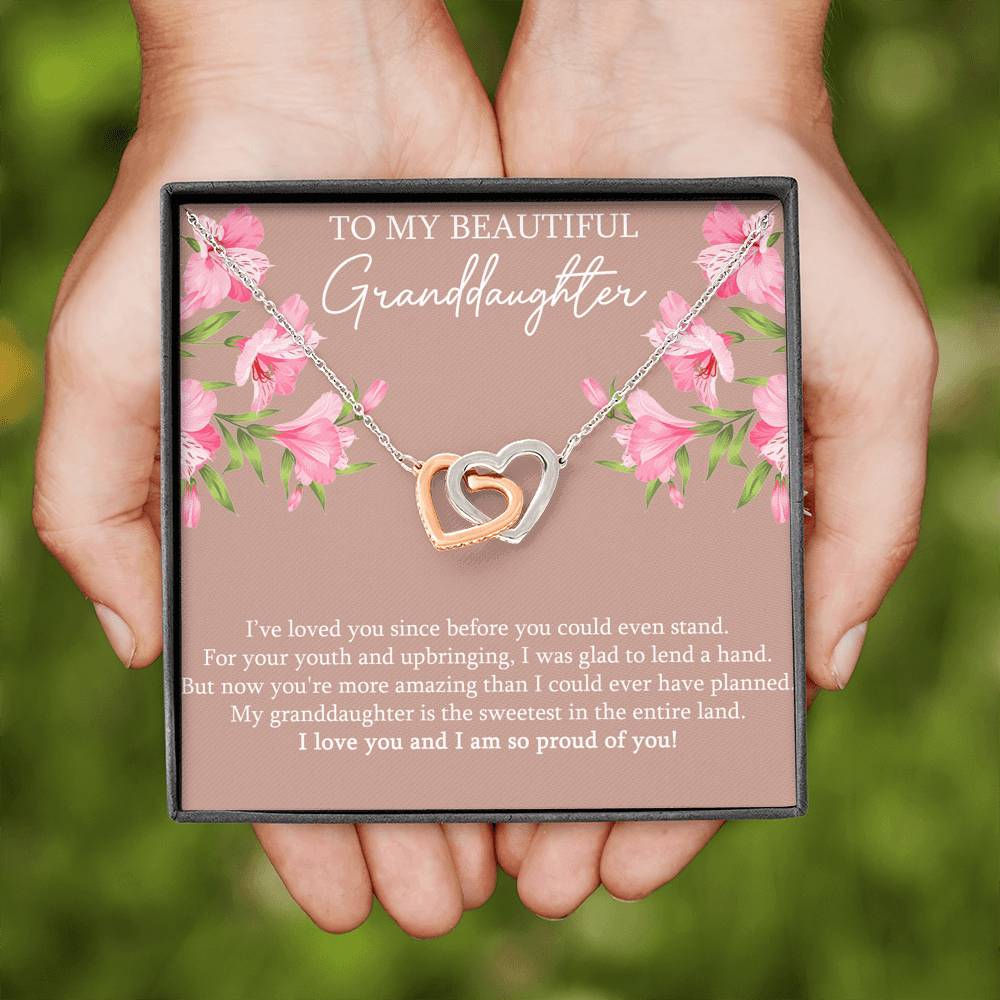 To My Granddaughter Gifts, I’ve Loved You Since Before, Interlocking Heart Necklace For Women, Birthday Present Idea From Grandma Grandpa