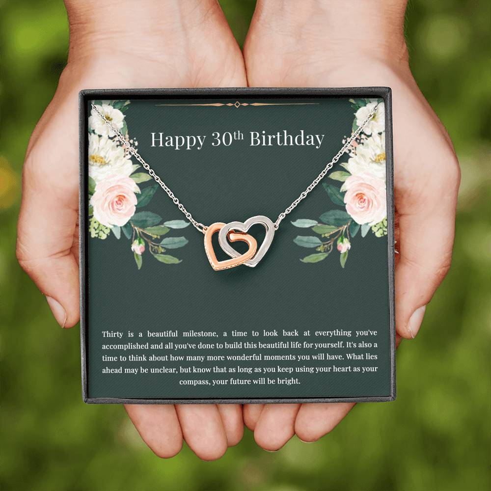Daughter Interlocking Heart Necklace - Happy 30th Birthday Design | Milestone Gift