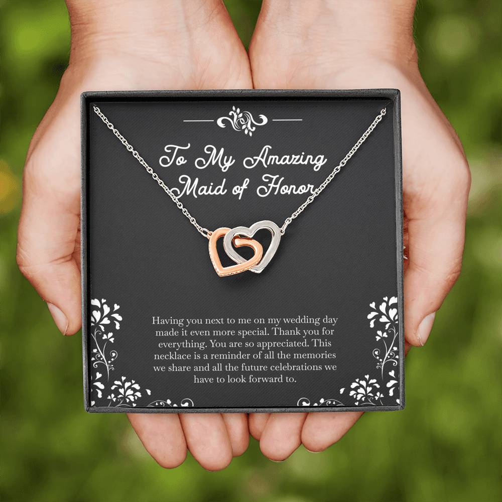 To My Maid Of Honor Gifts, Having You Next To Me, Interlocking Heart Necklace For Women, Wedding Day Thank You Ideas From Bride