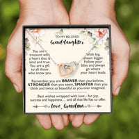 Load image into Gallery viewer, To My Granddaughter Gifts, You are a treasure with a heart, Interlocking Heart Necklace For Women, Present From Grandma
