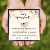 Load image into Gallery viewer, To My Badass Daughter Gifts, When It&#39;s Too Hard To Look Back, Interlocking Heart Necklace For Women, Birthday Present Idea From Mom
