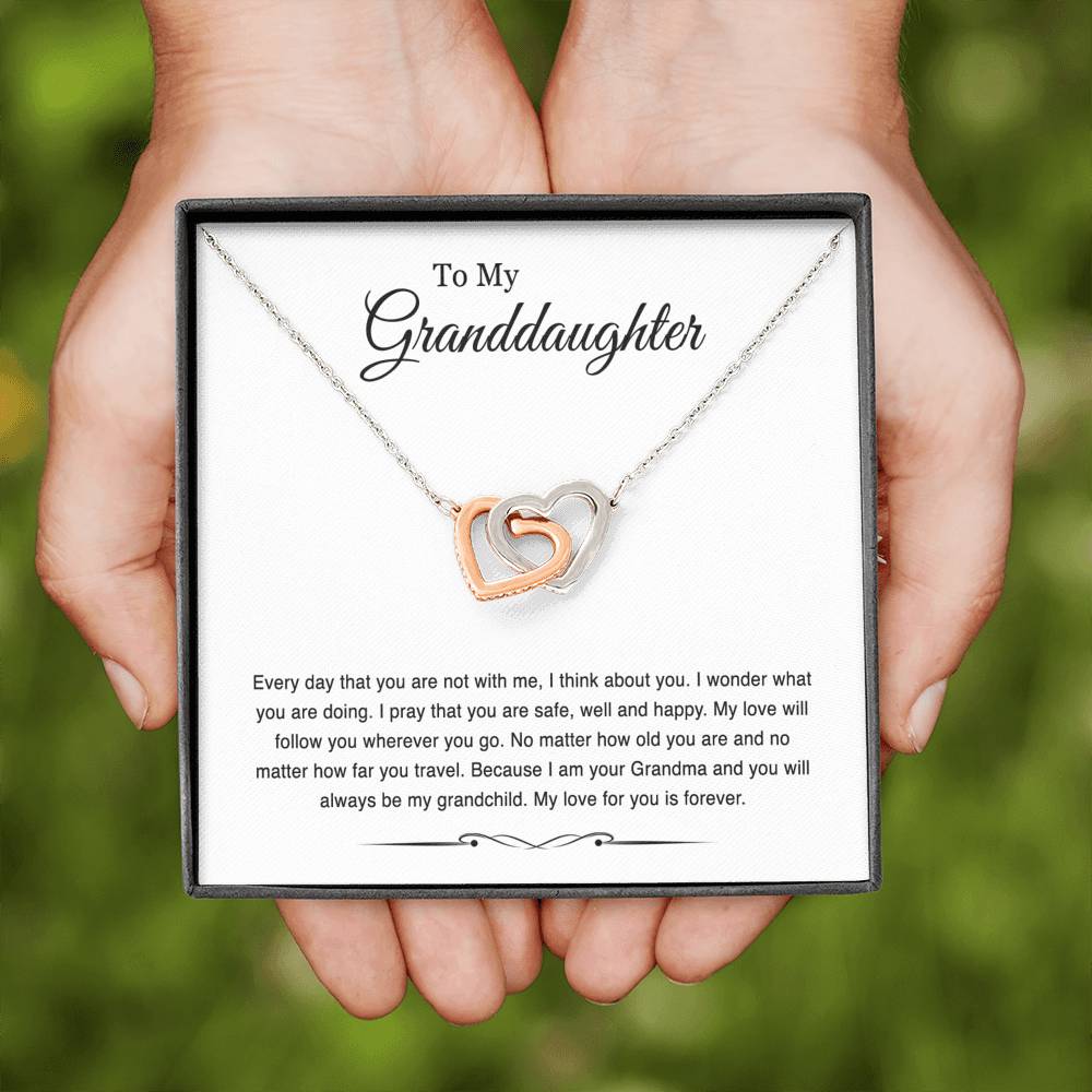To My Granddaughter Gifts, Every Day That You Are Not With Me, Interlocking Heart Necklace For Women, Birthday Present Idea From Grandma Grandpa