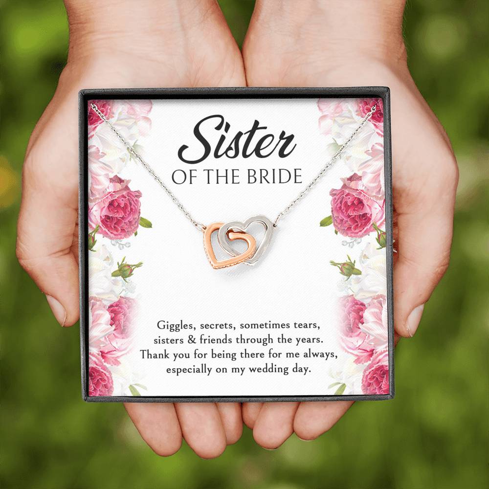 Sister of the Bride Gifts, Thanks For Being There, Interlocking Heart Necklace For Women, Wedding Day Thank You Ideas From Bride