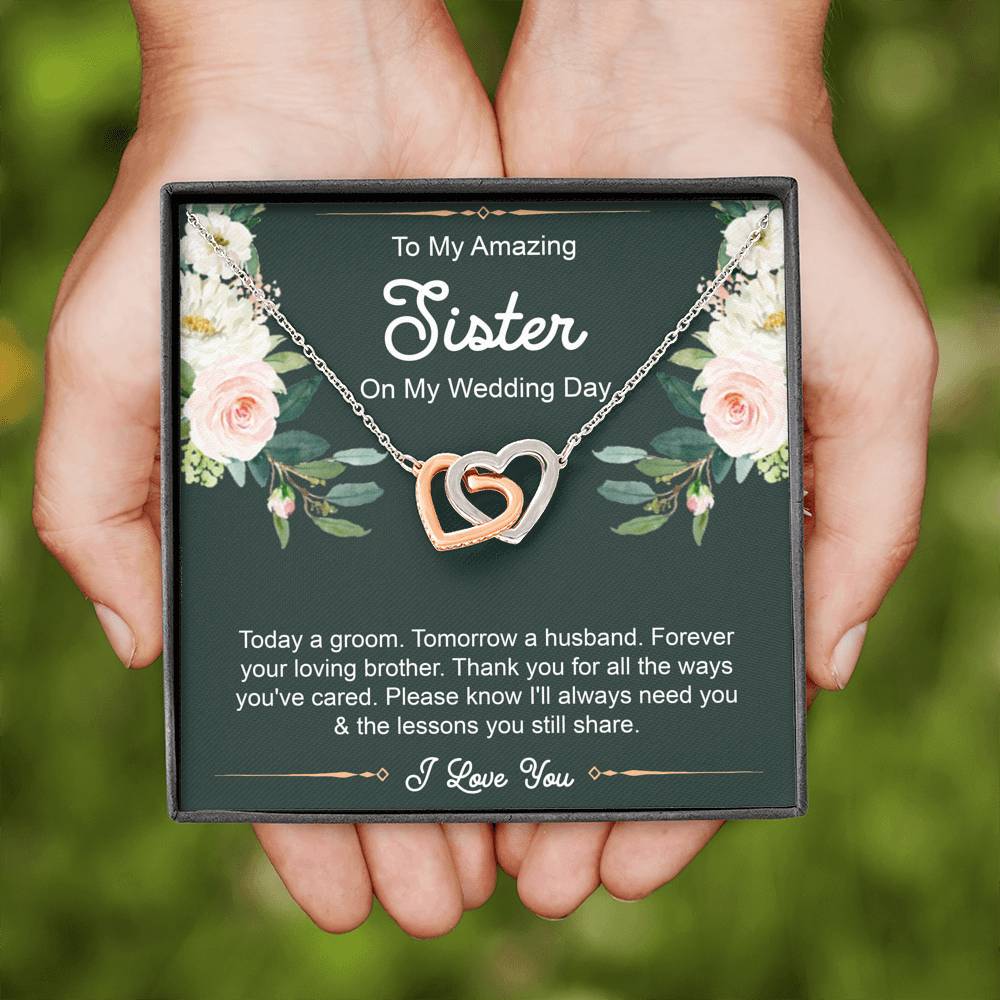 Sister Of The Groom Gifts, Forever Your Loving Brother, Interlocking Heart Necklace For Women, Wedding Day Thank You Ideas From Groom