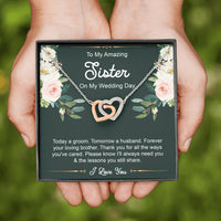 Load image into Gallery viewer, Sister Of The Groom Gifts, Forever Your Loving Brother, Interlocking Heart Necklace For Women, Wedding Day Thank You Ideas From Groom
