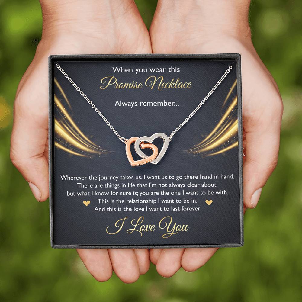 To My Girlfriend, When You Wear This Promise Necklace, Interlocking Heart Necklace For Women, Anniversary Birthday Gifts From Boyfriend