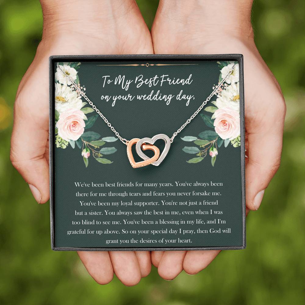 Bride Gifts, Not Just A Friend But A Sister, Interlocking Heart Necklace For Women, Wedding Day Thank You Ideas From Best Friend