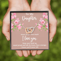 Load image into Gallery viewer, To My Daughter Gifts, Never Forget How Much I Love You, Interlocking Heart Necklace For Women, Birthday Present Ideas From Mom Dad
