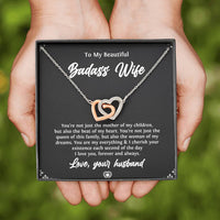 Load image into Gallery viewer, To My Badass Wife, Beat Of My Heart, Interlocking Heart Necklace For Women, Anniversary Birthday Valentines Day Gifts From Husband
