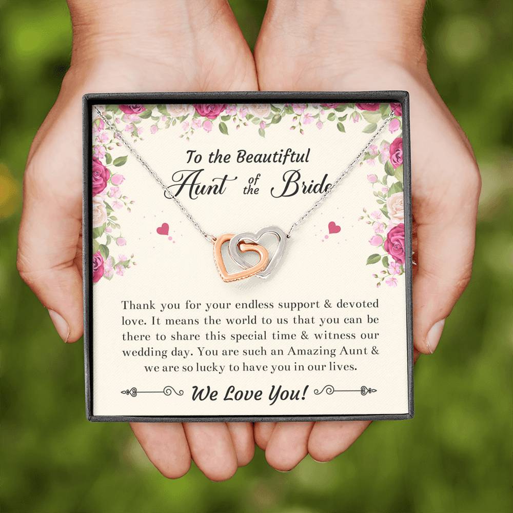 Aunt of the Bride Gifts, Thank You For Your Support, Interlocking Heart Necklace For Women, Wedding Day Thank You Ideas From Bride
