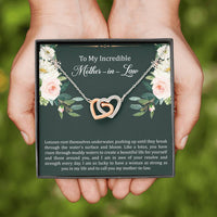 Load image into Gallery viewer, To My Mother-in-Law Gifts, Like A Lotus , Interlocking Heart Necklace For Women, Birthday Mothers Day Present From Daughter-in-law
