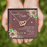 Load image into Gallery viewer, To My Unbiological Sister Gifts, Thank You, Interlocking Heart Necklace For Women, Birthday Present Idea From Sister-in-law
