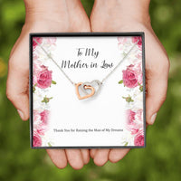 Load image into Gallery viewer, To My Mother-in-Law Gifts, Raising The Man Of My Dreams, Interlocking Heart Necklace, Birthday Mothers Day Present From Daughter-in-law
